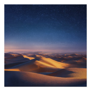 Póster Noite Estrelada Sobre as Dunas do Deserto Dourado