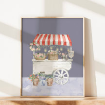 Noite Flor Mercado Aquarela Cottagecore Arte