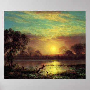 Poster Noite, lago Califórnia Owens por Albert Bierstadt