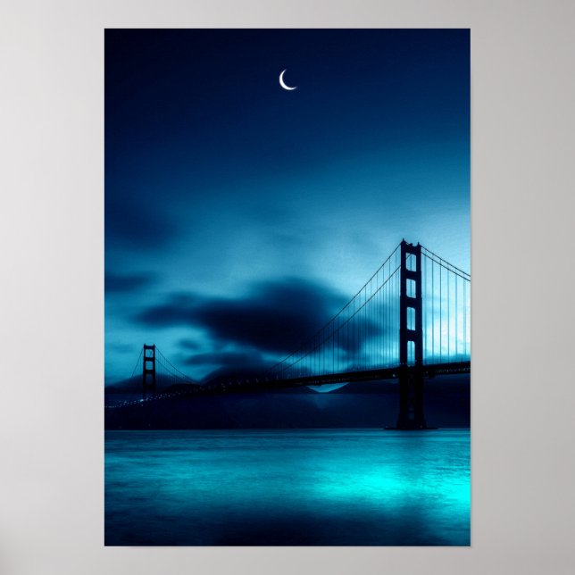 Poster Noite Mágica de Verão com Crescente e Ponte (Frente)
