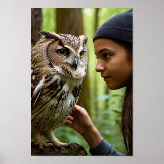 Poster Noite Mágica na Floresta: Garoto e Coruja