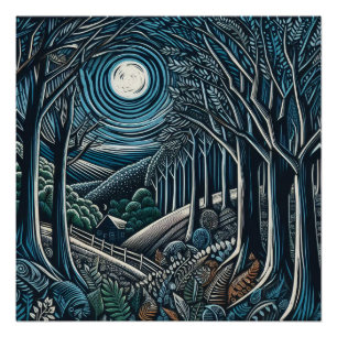 Póster Noite na floresta