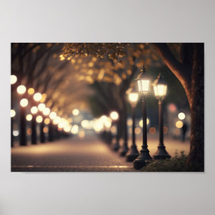 Poster Noite no Parque com iluminação Bokeh