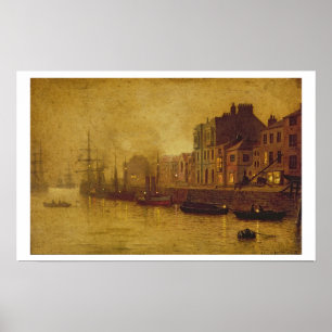 Poster Noite, porto de Whitby, 1893 (óleo a bordo)