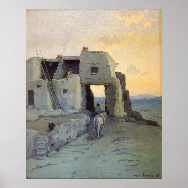 Póster Noite, Pueblo de Walpi por Marion Kavagh Wachtel (Frente)