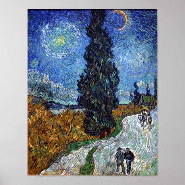 Póster noite - Van Gogh - Estrada country em Provença (Frente)