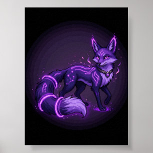 Poster Noitelúmen Raposa Espiritual Violeta Fantasia Canv