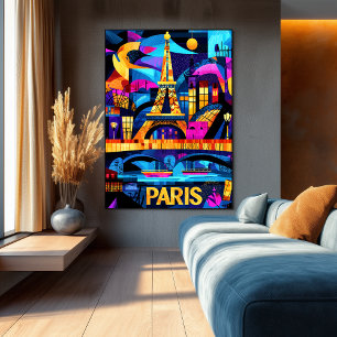 Poster Noites coloridas em Paris - Arte Torre Geométrica