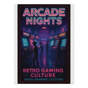 Póster Noites de Arcade - Cultura Retroativa de Jogos