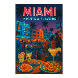 Póster Noites de Miami - Comida e Vibes