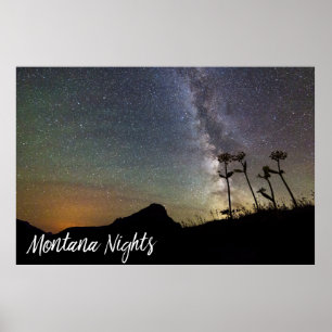Poster Noites de Montana com montanhas & flores da Via