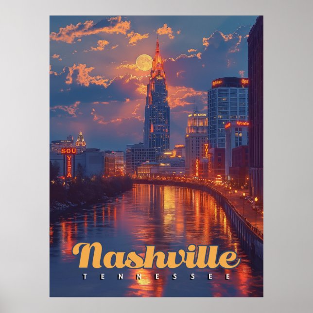 Poster Noites de Nashville: Reflexões no Skyline (Frente)