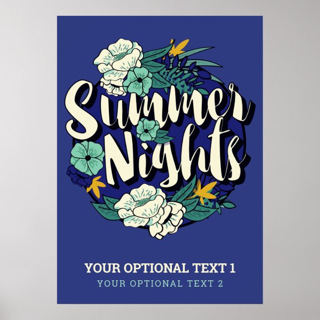 Poster Noites de verão de texto personalizado (Frente)