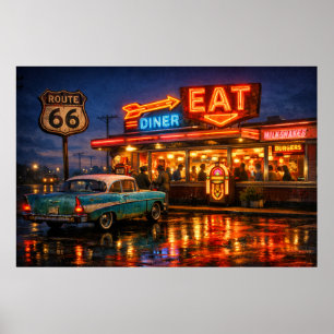 Poster Noites do Neon Diner na Rota 66