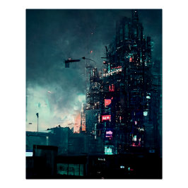 Póster Noites sem sono na estrutura do edifício em alta e