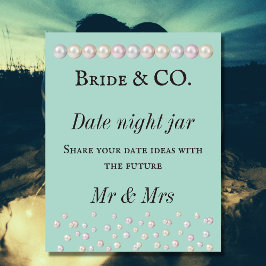 Póster Noiva Azul-Teal Chá de panela de Pérola Noite