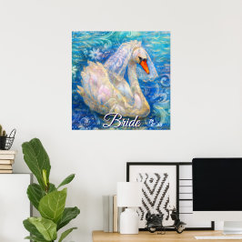 Poster Noiva de Cisne c/Véu em Azul-Água Branca Personali