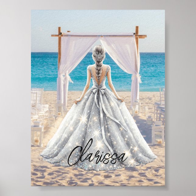 Poster Noiva Dia de Casamento Praia Rico de Casamento Gow (Frente)