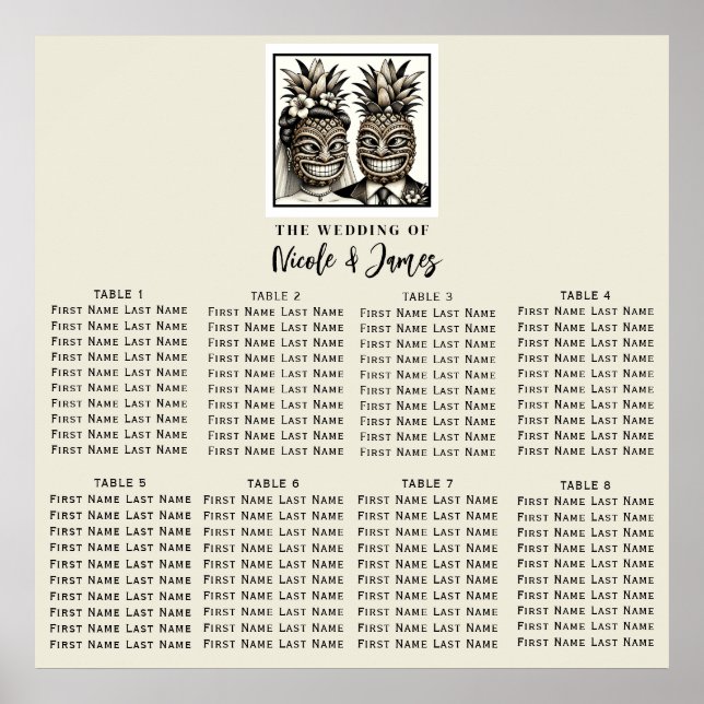 Poster Noiva e Groom Aloha Pineapple Tiki Casagem (Frente)