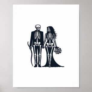 Poster Noiva e noivo de esqueleto gótico - Até a morte no