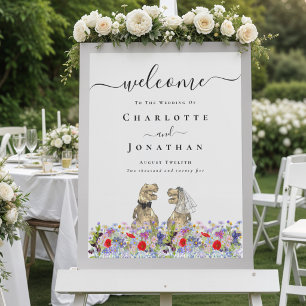 Poster Noiva e Noivo Dinossauros Casamento Personalizado