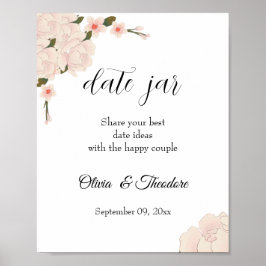 Poster Noiva Floral Rosa Elegante Data Jar