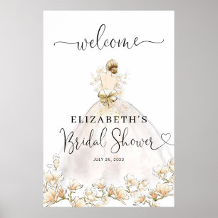 Poster Noiva Loira Vestido Floral Boas-vindas Chás de Noi