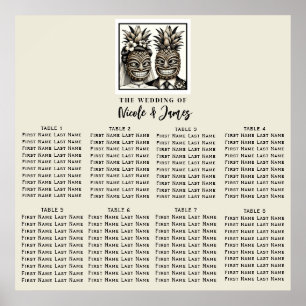 Poster Noiva & Noivo Assento de Tiki de Abacaxi Aloha Cas