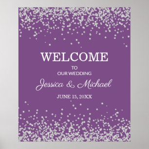 Poster Noiva Noivo Casamento Brilho Prata Roxo