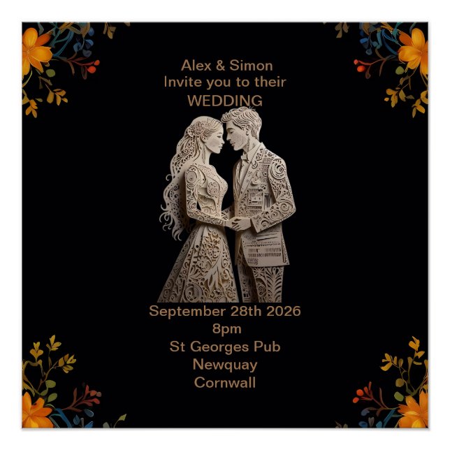 Póster Noiva & Noivo Clássico Real (Frente)