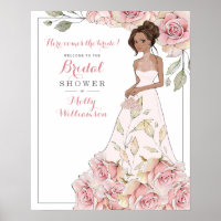 Noiva Rosa Rosa Cartaz de Boas-Vindas Chá de Noiva