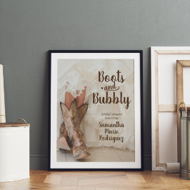 Poster Noiva Texana de Botas & Bubbly Chá de Noiva de Bot
