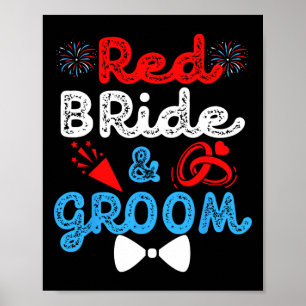 Poster Noiva Vermelha E Noivo Casamento Engraçado Festa D