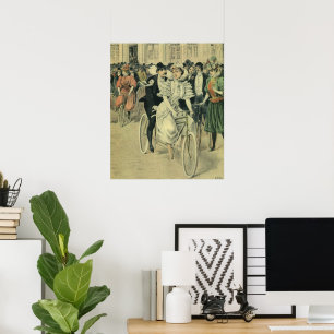 Poster Noiva Vitoriana do Casamento e Bicicleta do Groom