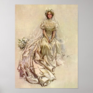 Póster Noiva Vitoriana Vintage, Retrato Bridal Antiquado