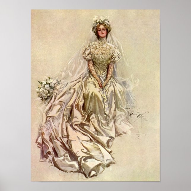 Póster Noiva Vitoriana Vintage, Retrato Bridal Antiquado (Frente)