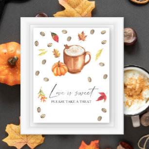 Poster Noivado de café de abóbora O amor é doce