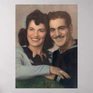 Póster Noivado Militar Vintage