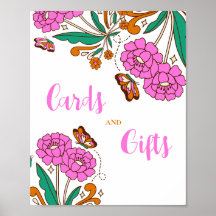 Noivos Amantes de Borboletas Rosa Floral Script Co