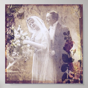 Poster Noivos do vintage