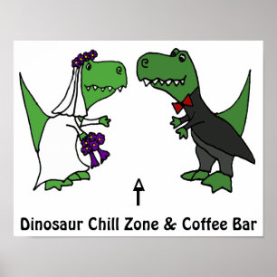 Póster Noivos engraçados do dinossauro de T-rex