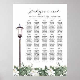 Poster NOLA Assentos da Rua Nova Orleans Magnolia Bourb