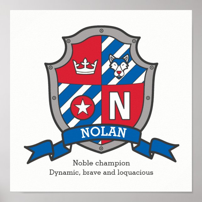 Poster Nolan Boy name letter N significado heraldry shiel (Frente)