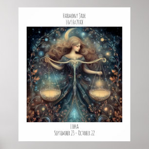 Poster Nome da Astronomia de Libra & Aniversário