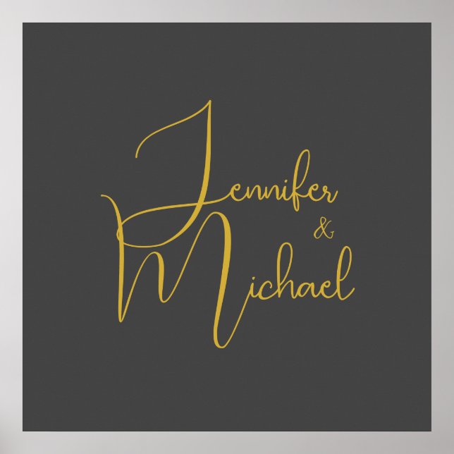 Poster Nome da Caligrafia Moderna Minimalista do Casament (Frente)