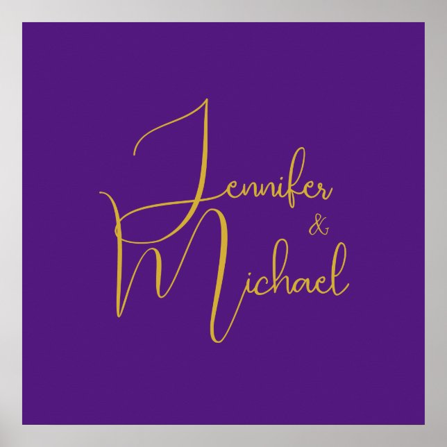 Poster Nome da Caligrafia Moderna Minimalista do Casament (Frente)