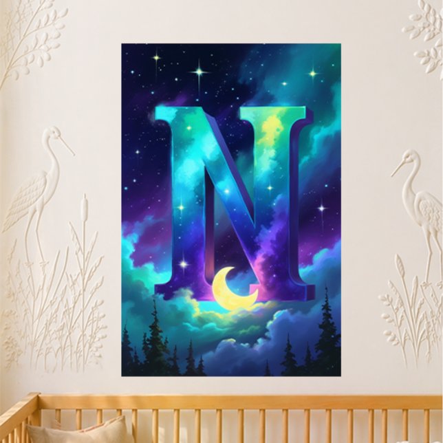 Póster Nome da Carta da Creche N Luzes do Norte Lua (Criador carregado)