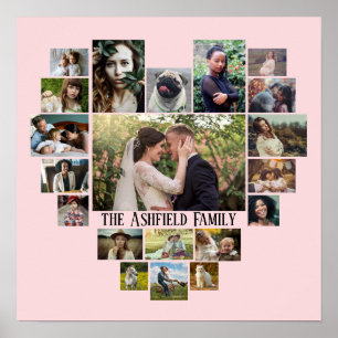 Poster Nome Da Colagem De Fotos Da Família No Coração 20 