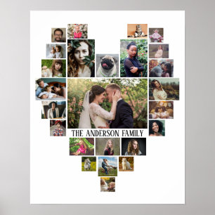 Poster Nome Da Colagem De Fotos Da Família No Coração 25 