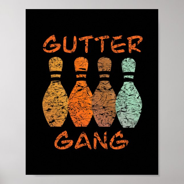 Poster Nome da Equipe de Boliche Gutter Gang (Frente)